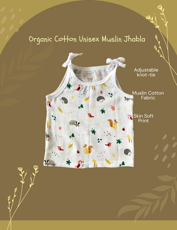 Smurf Finds Organic Cotton Unisex Muslin Jhabla's| 100% Cotton| Perferct for New Borns| White | SMJB5505 - 0-3 Month, White