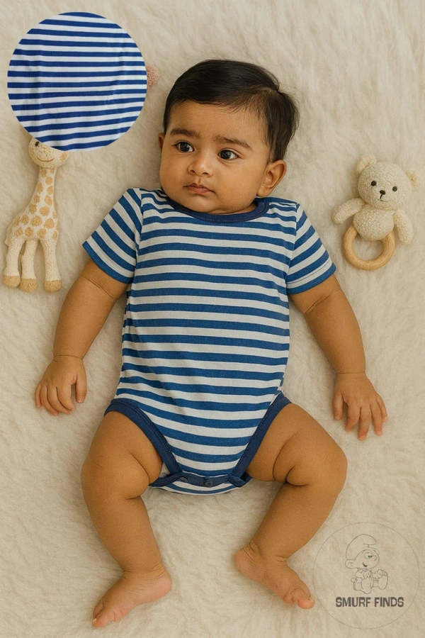 Smurf Finds Organic Cotton Unisex Rompers| 100% Cotton| Perferct for Babies|Safe Prints| White | SMRM5907 - 12 - 18 Mon, White