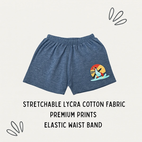 Smurf Finds Organic Cotton Unisex Shorts( Pack of 1pc)| 100% Cotton| Perferct for Babies|Safe Prints| Blue | SMST3504 - 9-12 Month, Blue