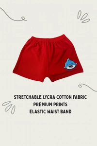 Smurf Finds Organic Cotton Unisex Shorts( Pack of 1pc)| 100% Cotton| Perferct for Babies|Safe Prints| Red | SMST3503 - 12- 18 Month, Red