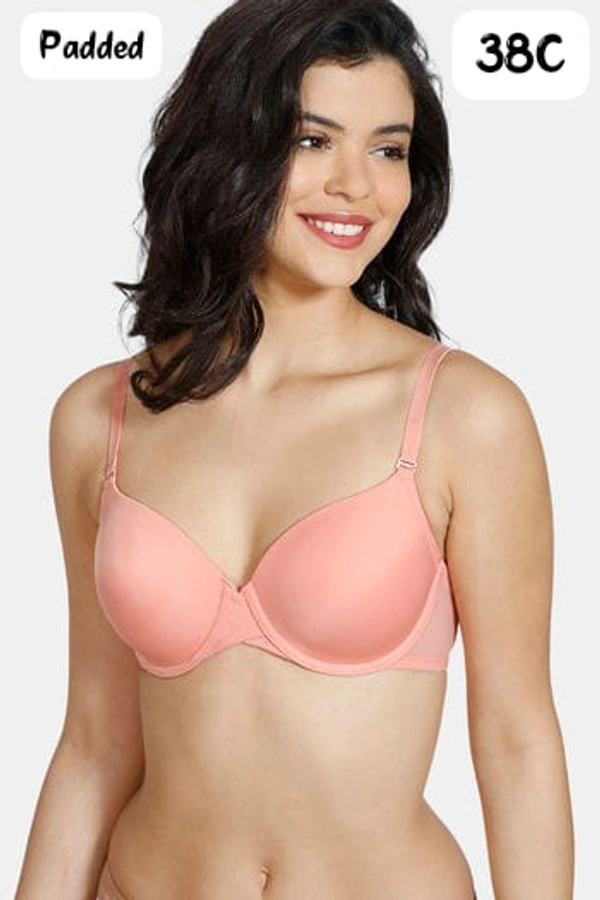 Zivame Padded Seamless Wired bra - Peach, 38C