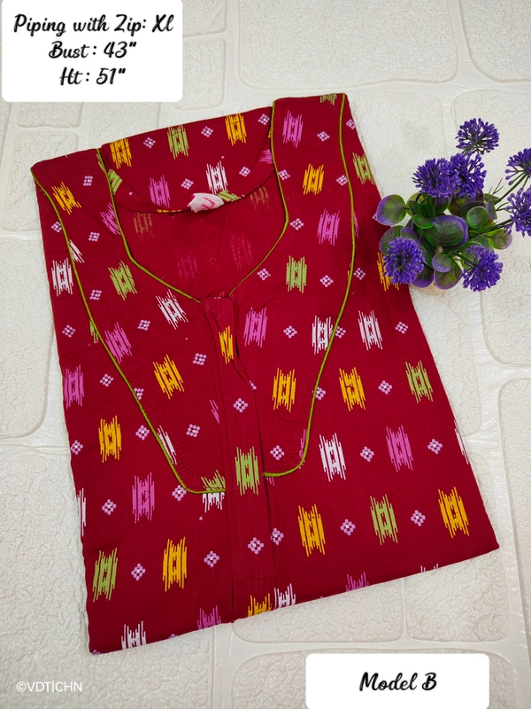 VDT Piping with zipgown maxi NT10048 - XL, Tomato red