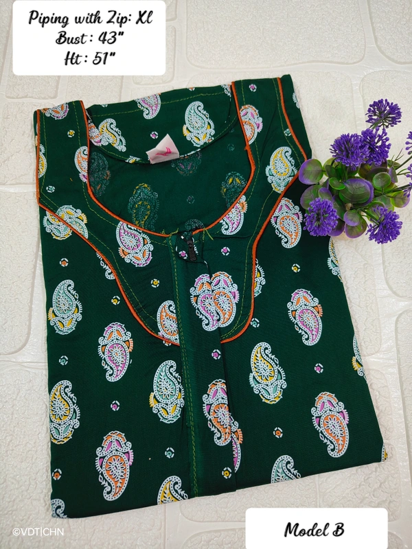 VDT Piping with zipgown maxi NT10049 - XL, Dark green
