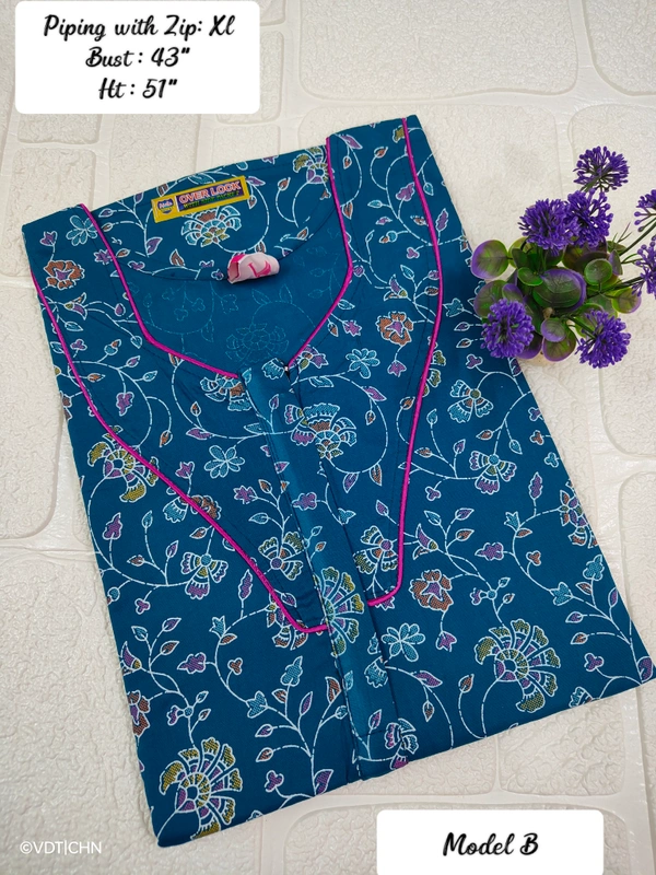 VDT Piping with zipgown maxi NT10050 - XL, Blue