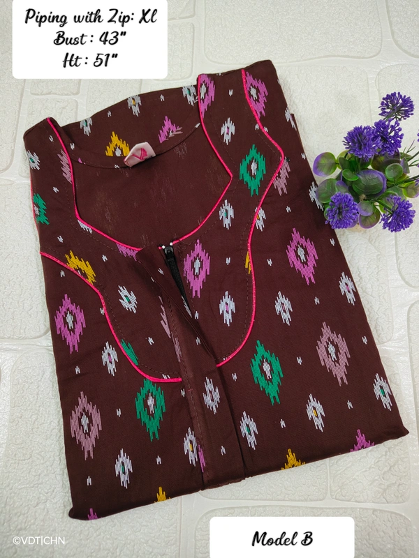VDT Piping with zipgown maxi NT10051 - XL, Brown