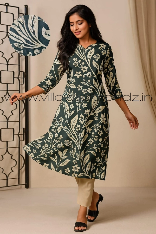 Twill Blue Plus Size |Side Cut Liva Kurti |Black | LIPS24503 - 3XL, Black