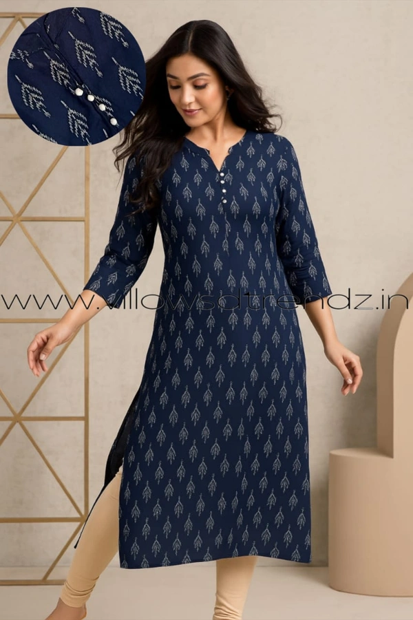 Twill Blue Plus Size |Side Cut Liva Kurti | Blue | LIPS245036 - 4XL, Blue