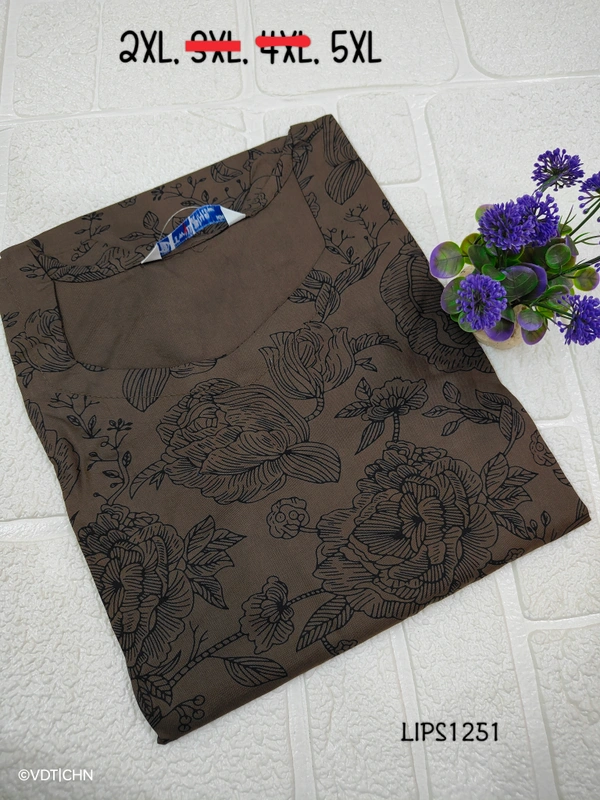 Twill Blue Plus Size Side Cut Liva Kurti LIPS1251 - 2XL, Brown