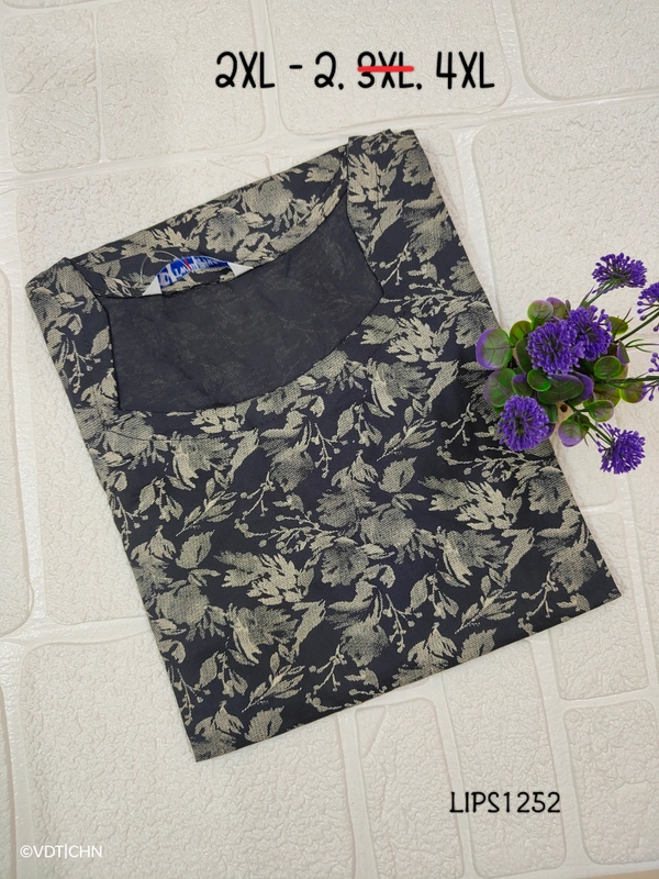 Twill Blue Plus Size Side Cut Liva Kurti LIPS1252 - 4XL, Black