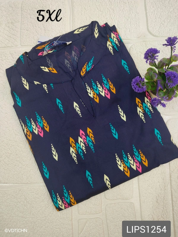 Twill Blue Plus Size Side Cut Liva Kurti LIPS1254 - 5XL, Blue