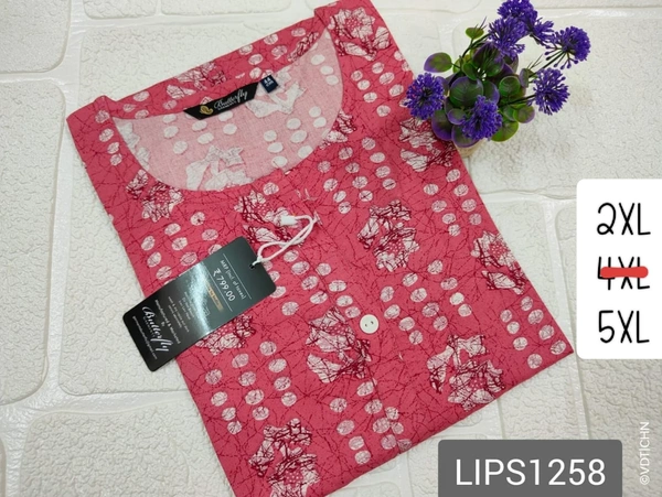 Twill Blue Plus Size Side Cut Liva Kurti LIPS1258 - 5XL, Pink
