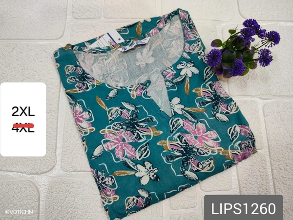 Twill Blue Plus Size Side Cut Liva Kurti LIPS1260 - 2XL, Rama Green