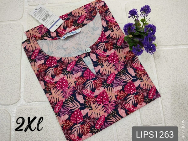 Twill Blue Plus Size Side Cut Liva Kurti LIPS1263 - 2XL, Multi Color