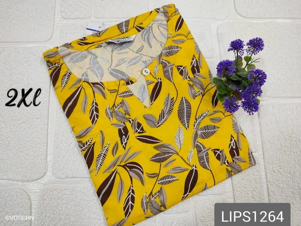 Twill Blue Plus Size Side Cut Liva Kurti LIPS1264 - 2XL, Yellow