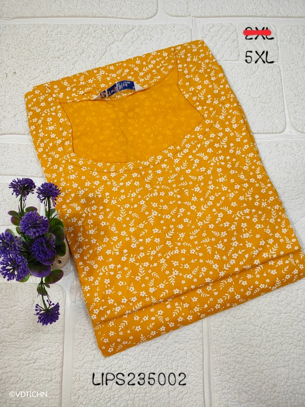 Twill Blue Plus Size Side Cut Liva Kurti LIPS235002 - 5XL, Mango Yellow