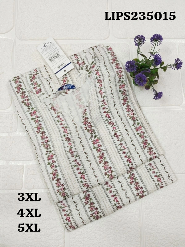Twill Blue Plus Size Side Cut Liva Kurti LIPS235015 - 4XL, White