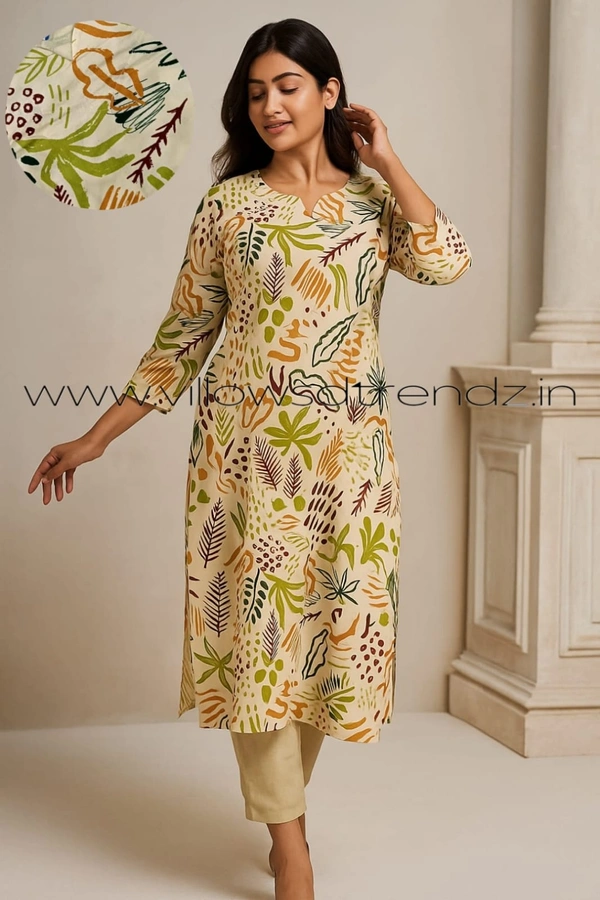 Twill Blue Plus Size |Side Cut Liva Kurti |Multi colour | LIPS24504 - 5XL, Multi colour
