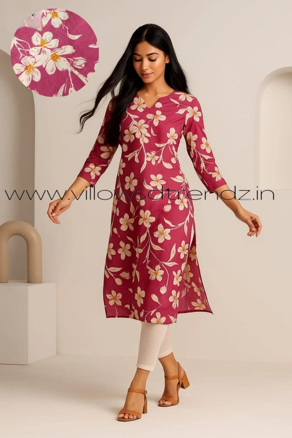 Twill Blue Plus Size |Side Cut Liva Kurti |Pink | LIPS24502 - 5XL, Pink