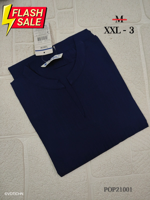 Twill Blue Popcorn Kurti POP21001 - 2XL, Dark Blue