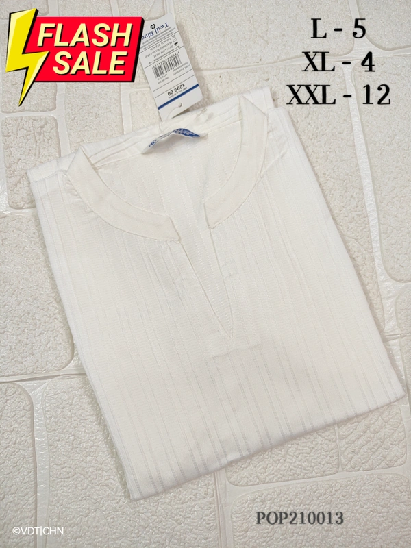 Twill Blue Popcorn Kurti POP210013 - 2XL, White