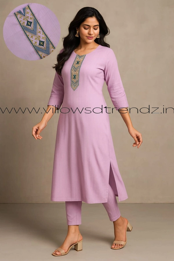 Twill Blue Popcorn Kurti POP210015 - Lavender, XL