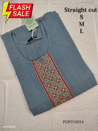 Twill Blue Popcorn Kurti POP210016 - Blue, M