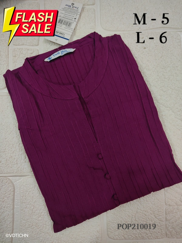 Twill Blue Popcorn Kurti POP210019 - L, BeetrootRed