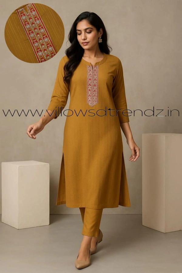 Twill Blue Popcorn Kurti POP21002 - Half Brown, 2XL