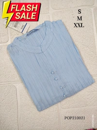 Twill Blue Popcorn Kurti POP210021 - Sky Blue, 2XL