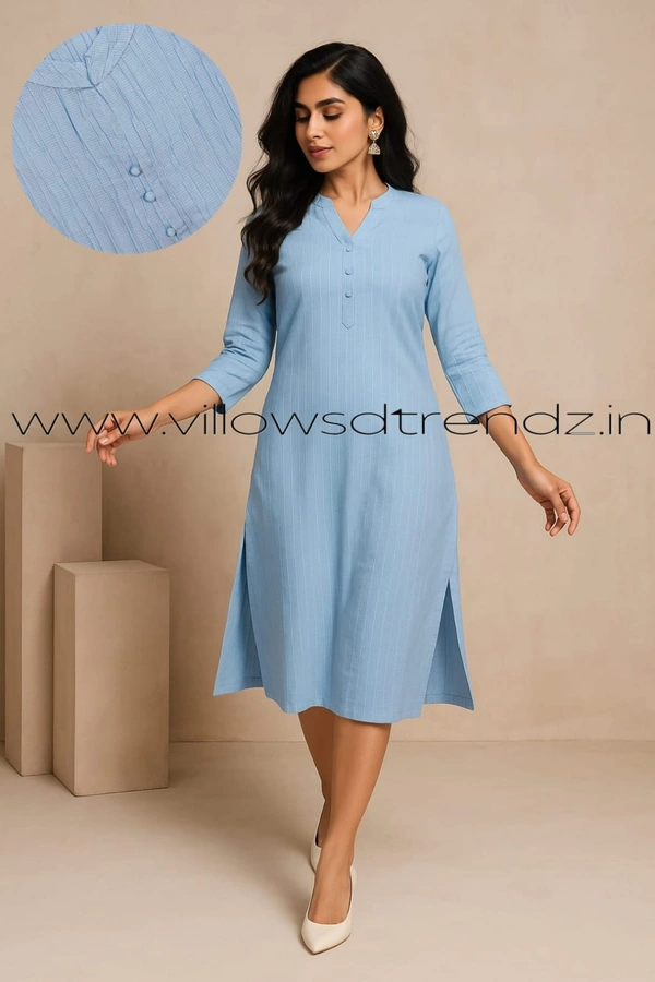 Twill Blue Popcorn Kurti POP210021 - Sky Blue, 2XL