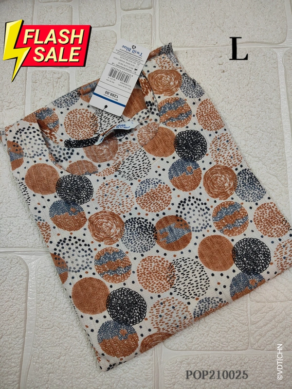 Twill Blue Popcorn Kurti POP210025 - L, Brown