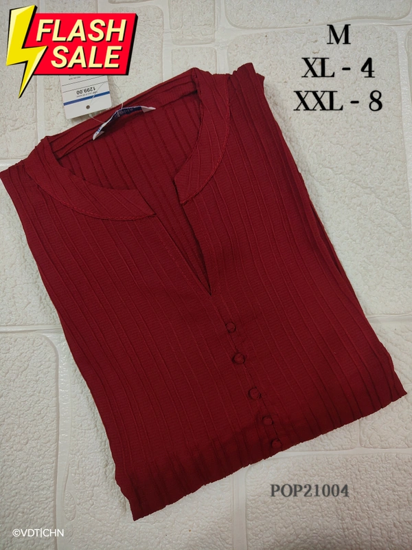Twill Blue Popcorn Kurti POP21004 - 2XL, Maroon