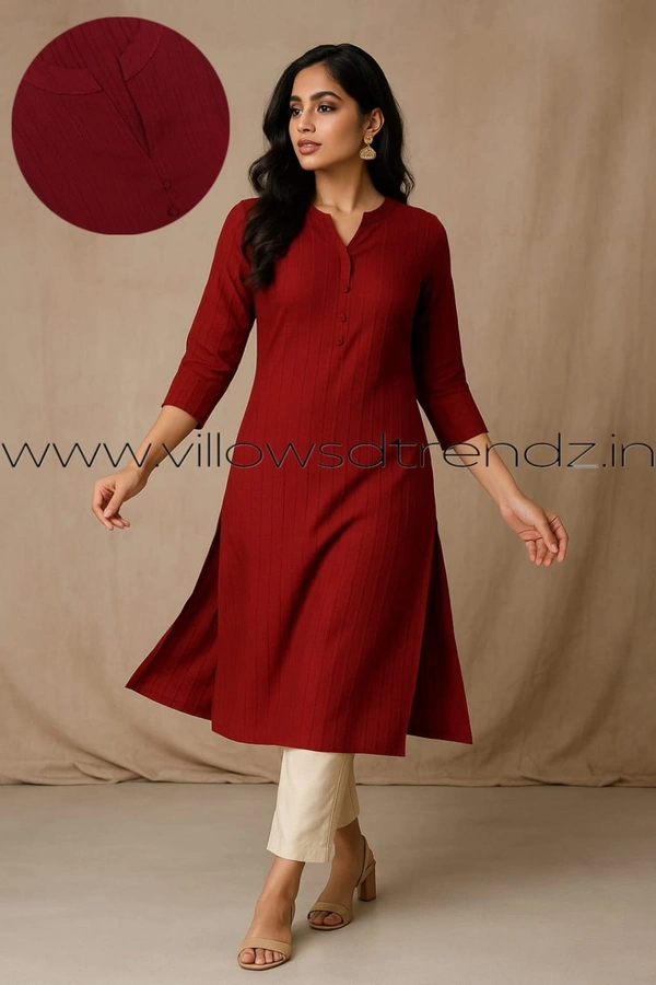 Twill Blue Popcorn Kurti POP21004 - Maroon, XL