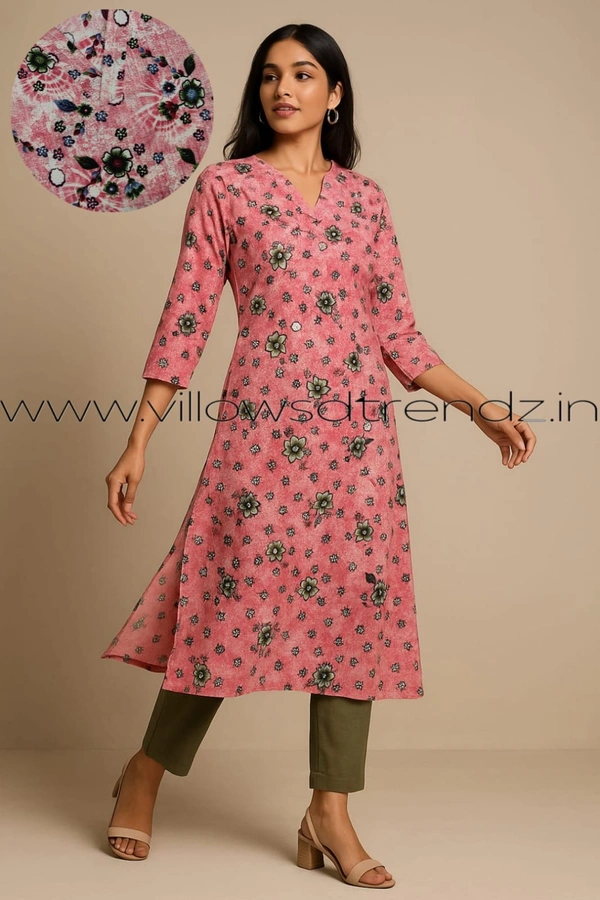 Twill Blue Popcorn Kurti POP21009 - Pink, 2XL