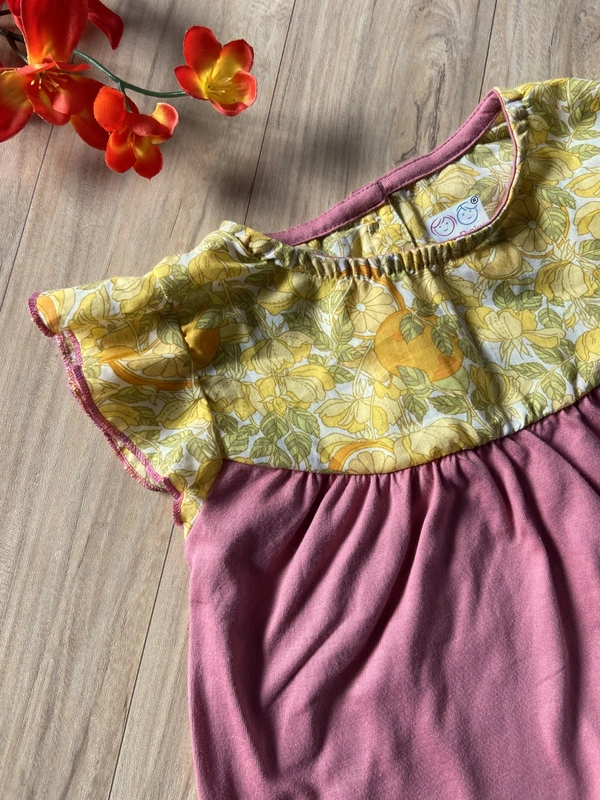 Smurf Finds Premium Cotton Printed Organic Cotton Frock for Girls| 100% Cotton| Pink | SMDF9304 - 1-2 Yr, Pink