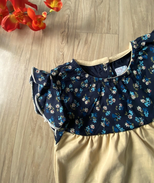 Smurf Finds Premium Cotton Printed Organic Cotton Frock for Girls| 100% Cotton|  Sandle | SMDF9302 - 2-4 Yr, Sandle