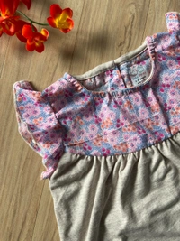 Smurf Finds Premium Cotton Printed Organic Cotton Frock for Girls| 100% Cotton| Ash | SMDF9308 - 1-2 Yr, Ash