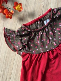 Smurf Finds Premium Cotton Printed Organic Cotton Frock for Girls| 100% Cotton|  Red | SMDF9305 - 6-12 Month, Red
