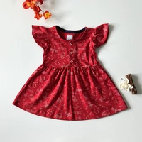 Smurf Finds Premium Cotton Printed Organic Cotton Frock for Girls| 100% Cotton| Front Openable Buttons| Red| SMFCKIY12304 - 9-12 Month, Red