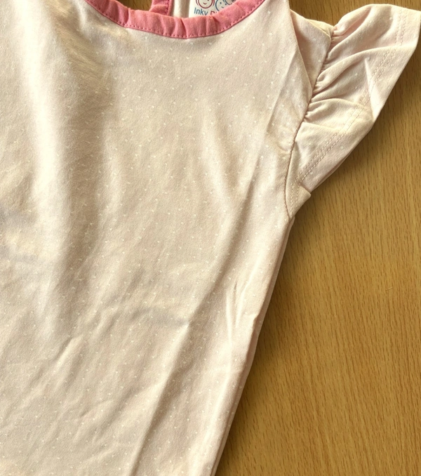 Smurf Finds Premium Cotton Printed Organic Cotton TShirt for Girls| 100% Cotton| Back Buttons|  Pink | SMTE7306 - 0-6 Month, Pink