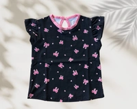 Smurf Finds Premium Cotton Printed Organic Cotton TShirt for Girls| 100% Cotton| Back Buttons|  Black | SMTE7303 - 0-6 Month, Black