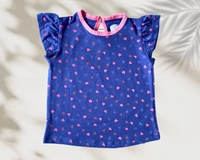 Smurf Finds Premium Cotton Printed Organic Cotton TShirt for Girls| 100% Cotton| Back Buttons|  Blue | SMTE73013 - 1-2 Yr, Blue