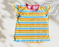 Smurf Finds Premium Cotton Printed Organic Cotton TShirt for Girls| 100% Cotton| Back Buttons|  Yellow | SMTE7307 - 4-6 Month, Yellow