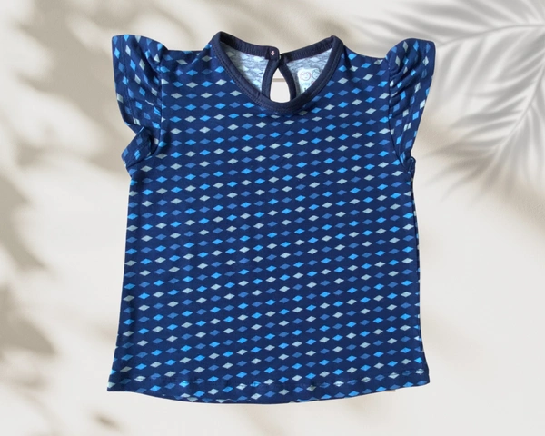 Smurf Finds Premium Cotton Printed Organic Cotton TShirt for Girls| 100% Cotton| Back Buttons| Blue | SMTE73010 - 1-2 Yr, Blue