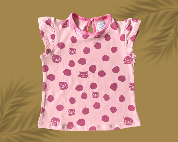 Smurf Finds Premium Cotton Printed Organic Cotton TShirt for Girls| 100% Cotton| Back Buttons|  Pink | SMTE73012 - 2-4 Yr, Pink