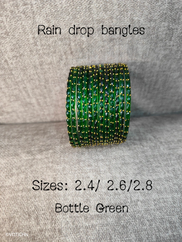 Ruthvi's Etnics Rain Drop Bangles RDB9001 - 2.4, Bottle Green