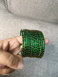 Ruthvi's Etnics Rain Drop Bangles RDB9001 - 2.4, Bottle Green