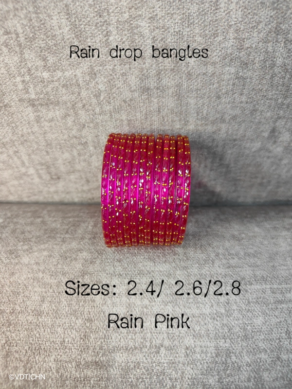 Ruthvi's Etnics Rain Drop Bangles RDB9006 - 2.8, Rani Pink