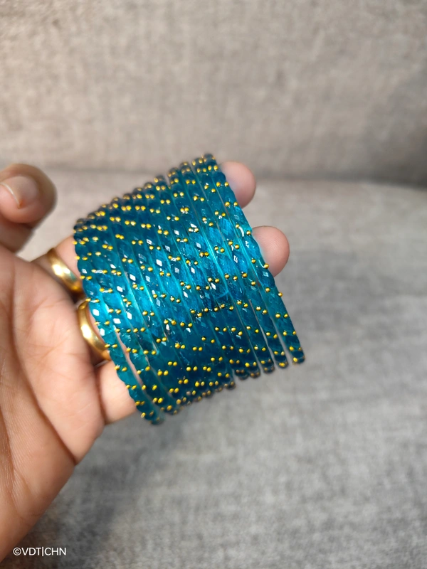 Ruthvi's Etnics Rain Drop Bangles RDB9010 - 2.8, Turquoise Blue