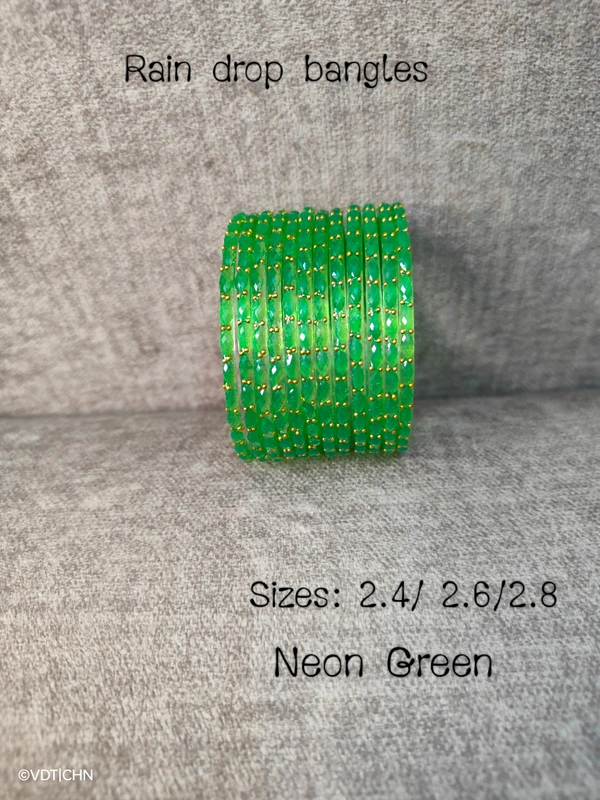 Ruthvi's Etnics Rain Drop Bangles RDB9010 - 2.4, Neon Green